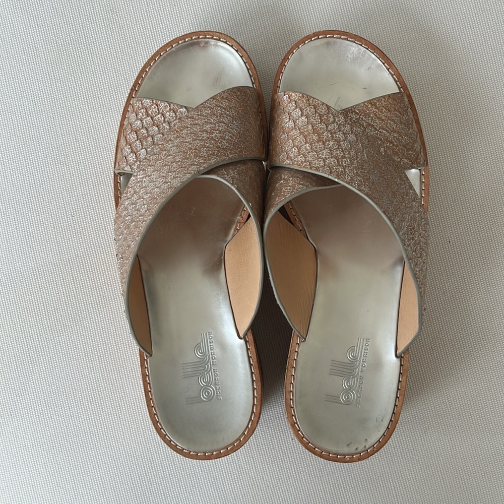 Belle by Sigerson Morrison Cork Wedge Brown Sandals - Picture 4 of 6